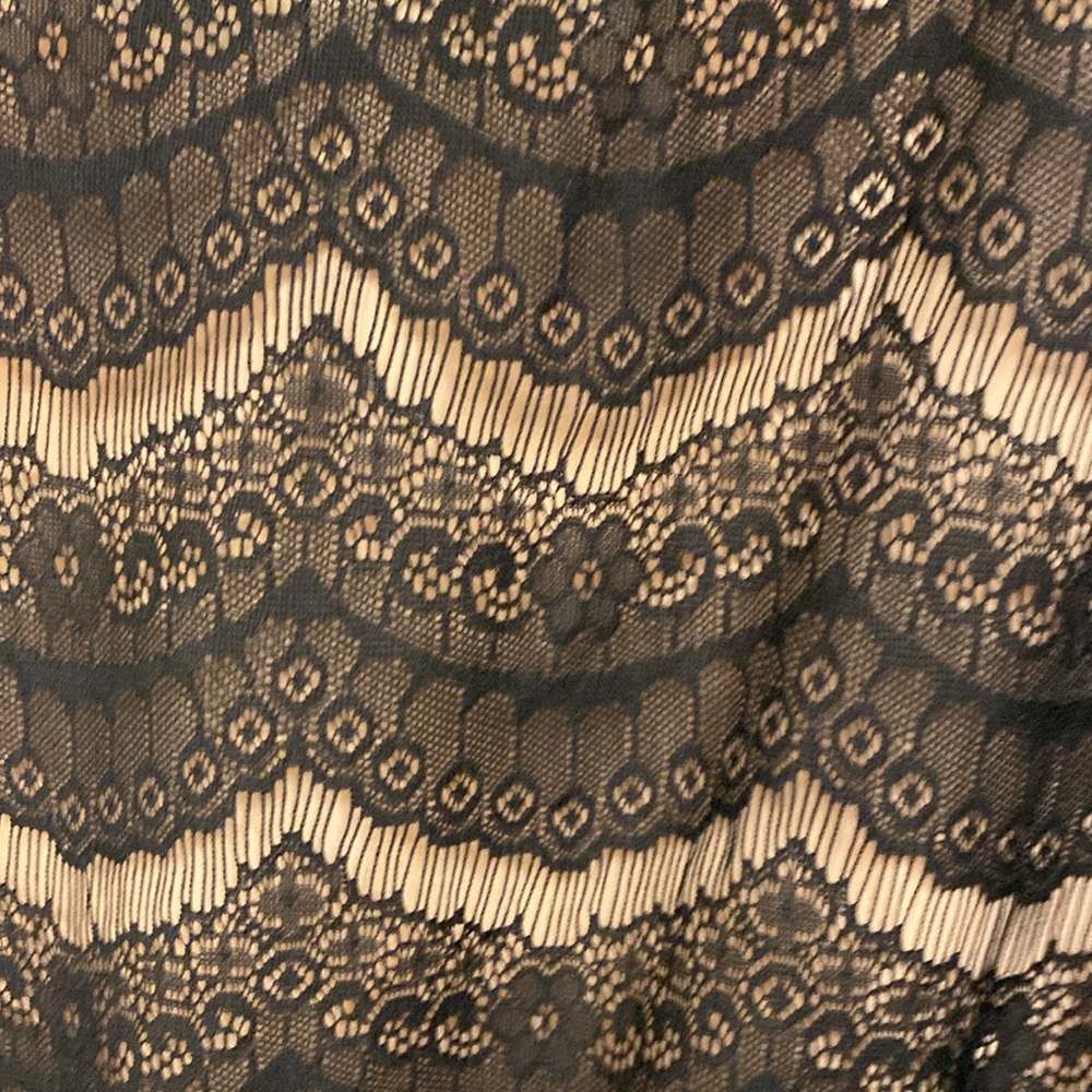 LOFT Black and Tan Peplum Blouse with Embellished Lace - Picture 4 of 4